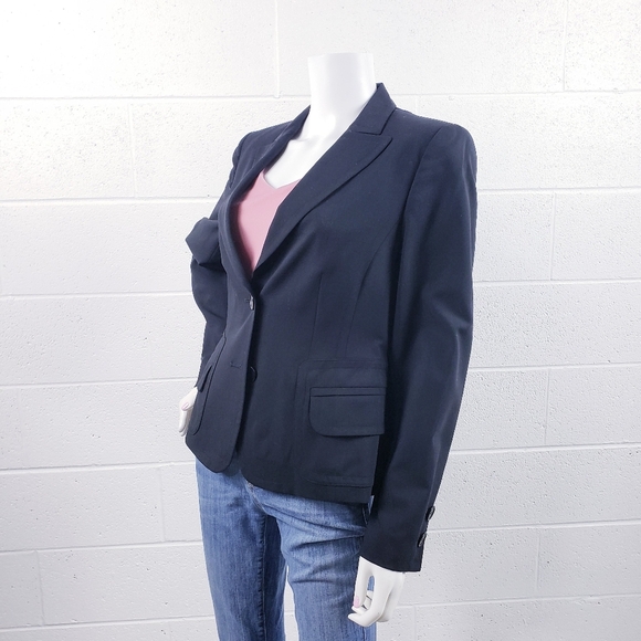 Akris Punto Black One Button Wool Blazer Career Office Tailored Jacket Size 10 - Picture 2 of 11